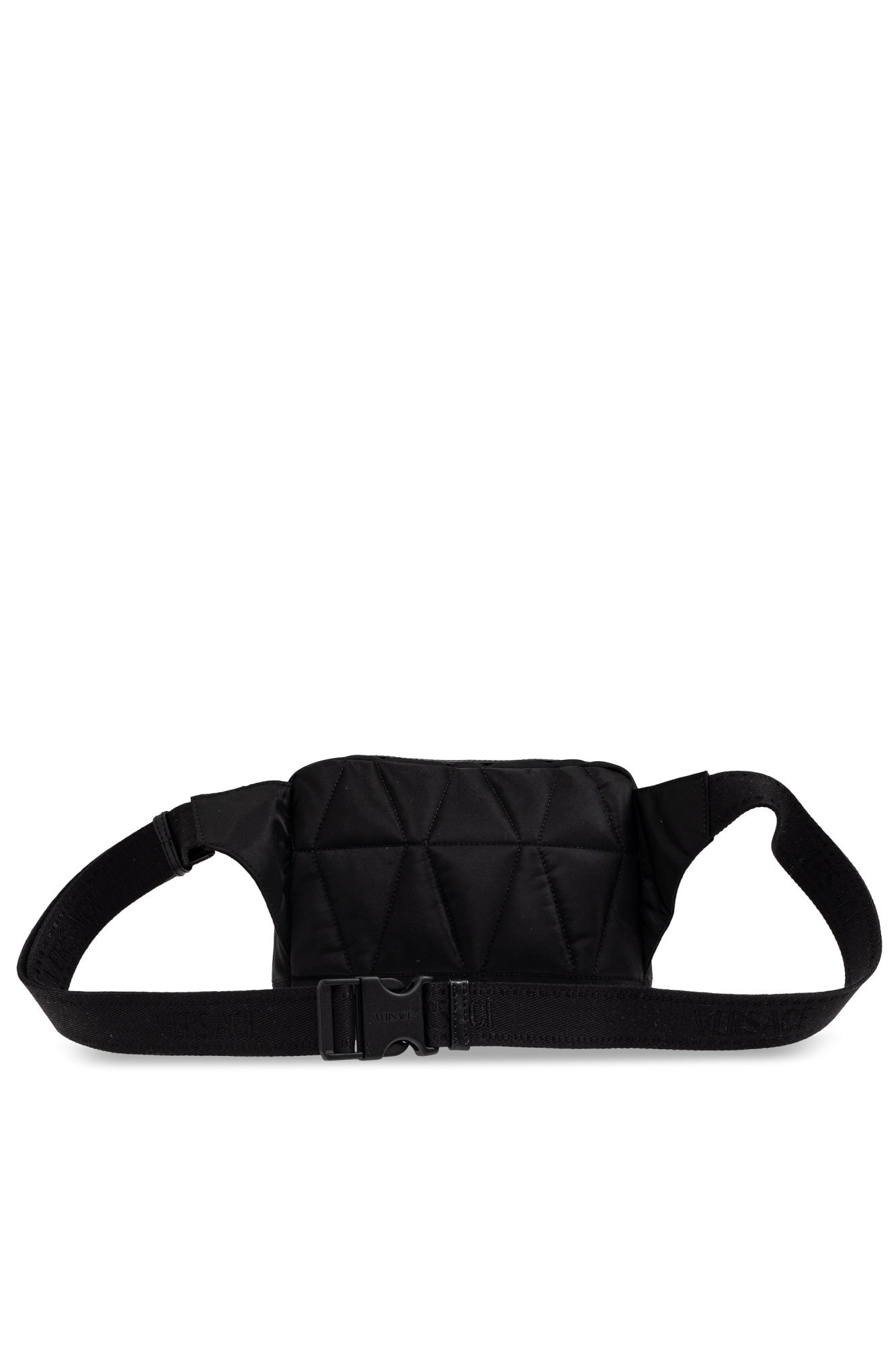 Versace★Unisex Black Logo Crossbody Fanny Sling Bag Versace Belt Bag Black Travel Pouch Fanny Pack Crossbody